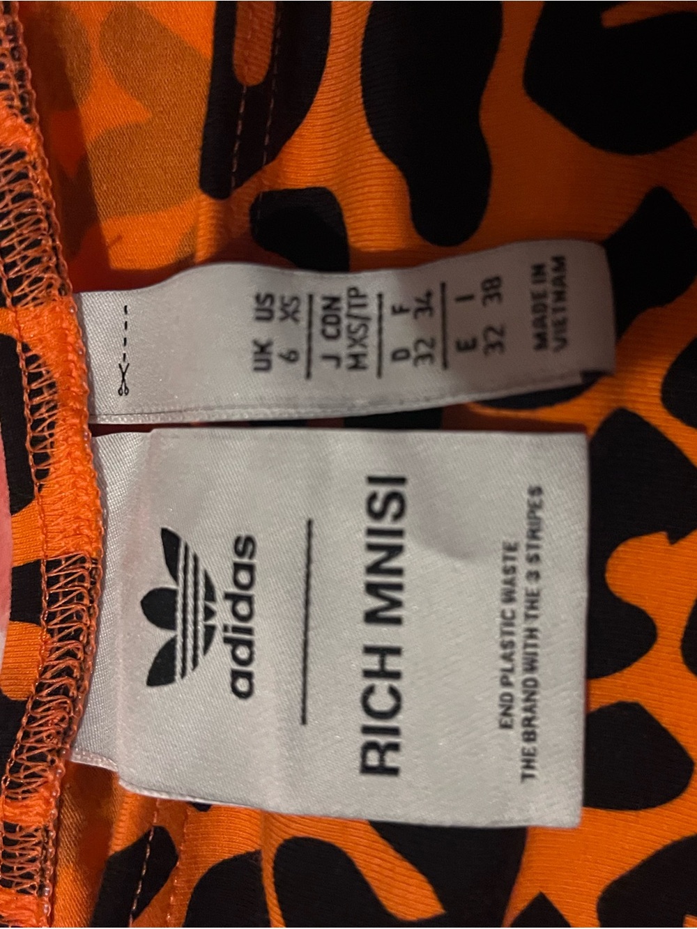 Adidas Orange and Black Printed Top - RICH MNISI - Size XS teen/woman